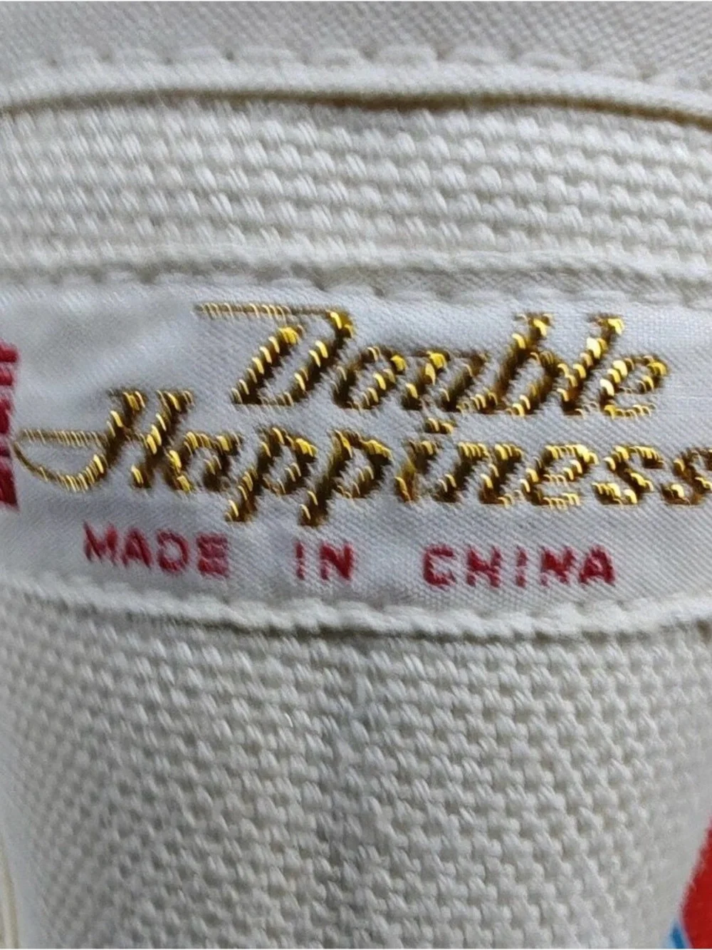 Vintage 70s Double Happiness Canvas Sports Shoes Sneaker Retro Red Blue Stripes